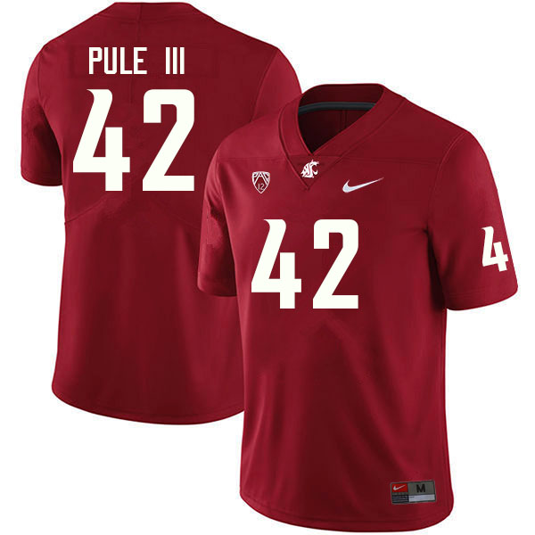 Men #42 Antonio Pule III Washington State Cougars College Football Jerseys Sale-Crimson